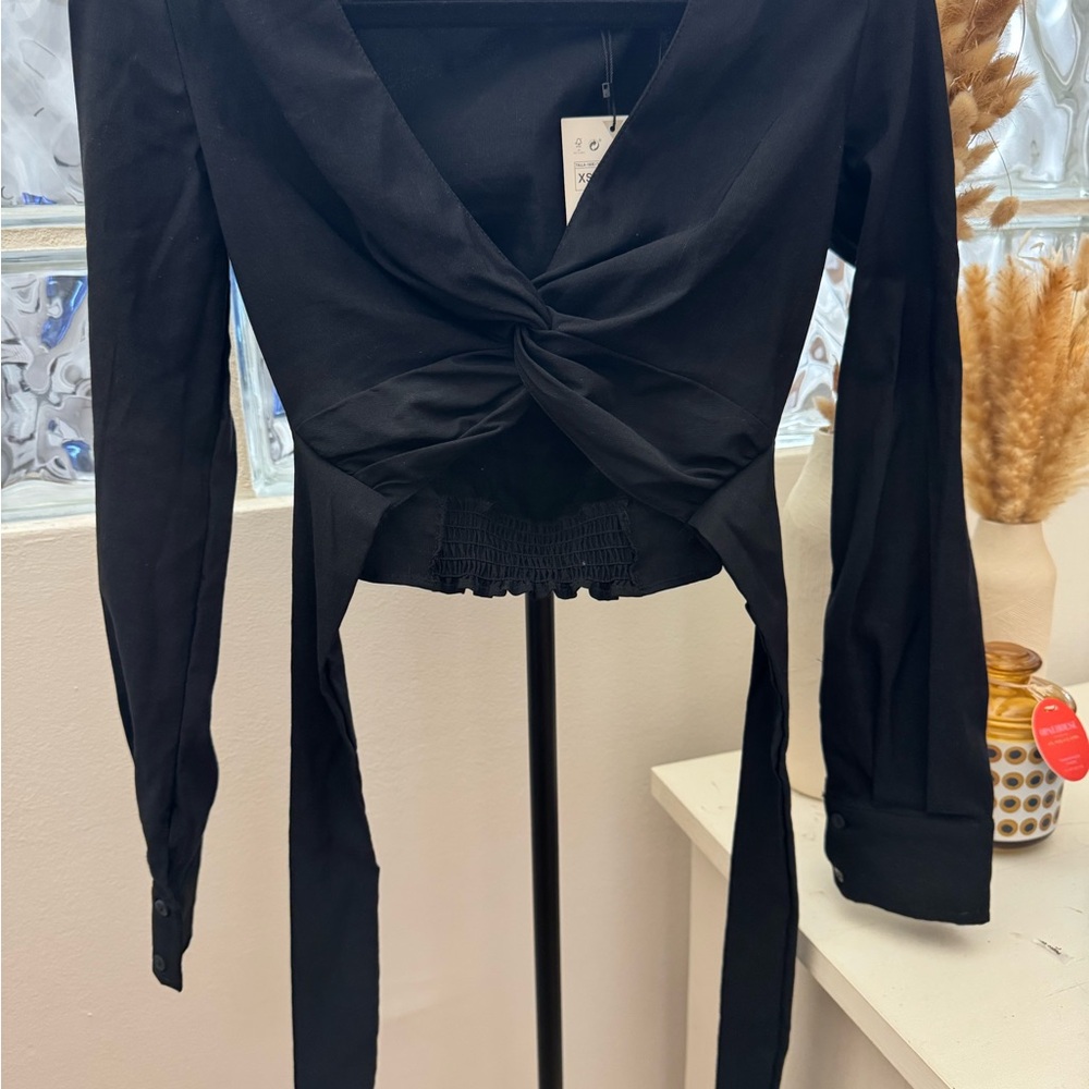 Elegant Black Wrap Top